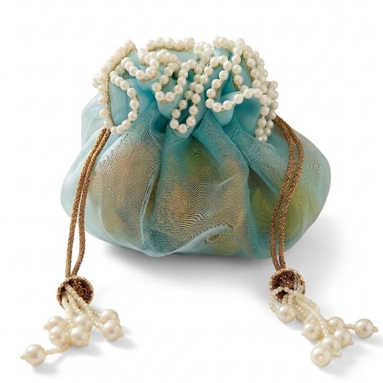 Indian Dry Fruit Gifting Organza Potli Bag for Women, Haldi Wedding Ceremony