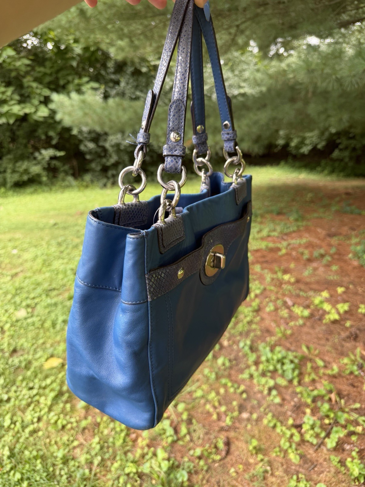 Vintage Coach Blue Leather Shoulder Bag