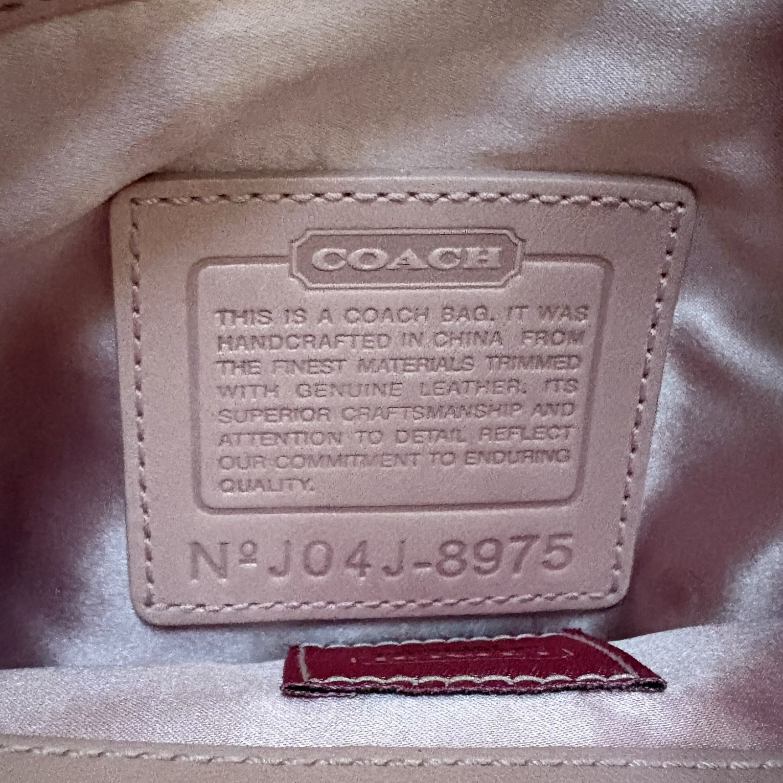 authentic y2k vintage coach baby pink leather and satin handbag – silver details