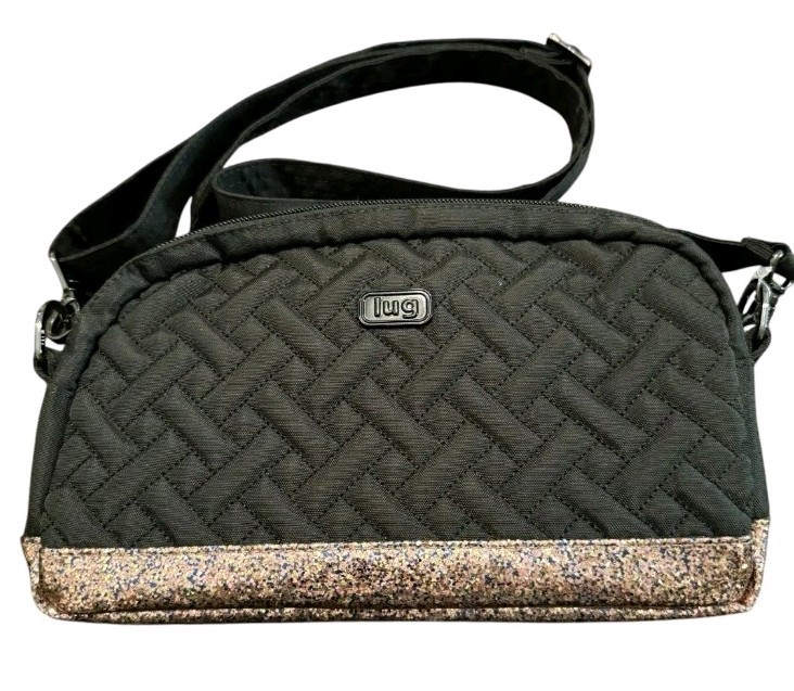 Lug Punter Women’s Crossbody Bag With Brown Gold Glitter Bottom/ RFID/NWT