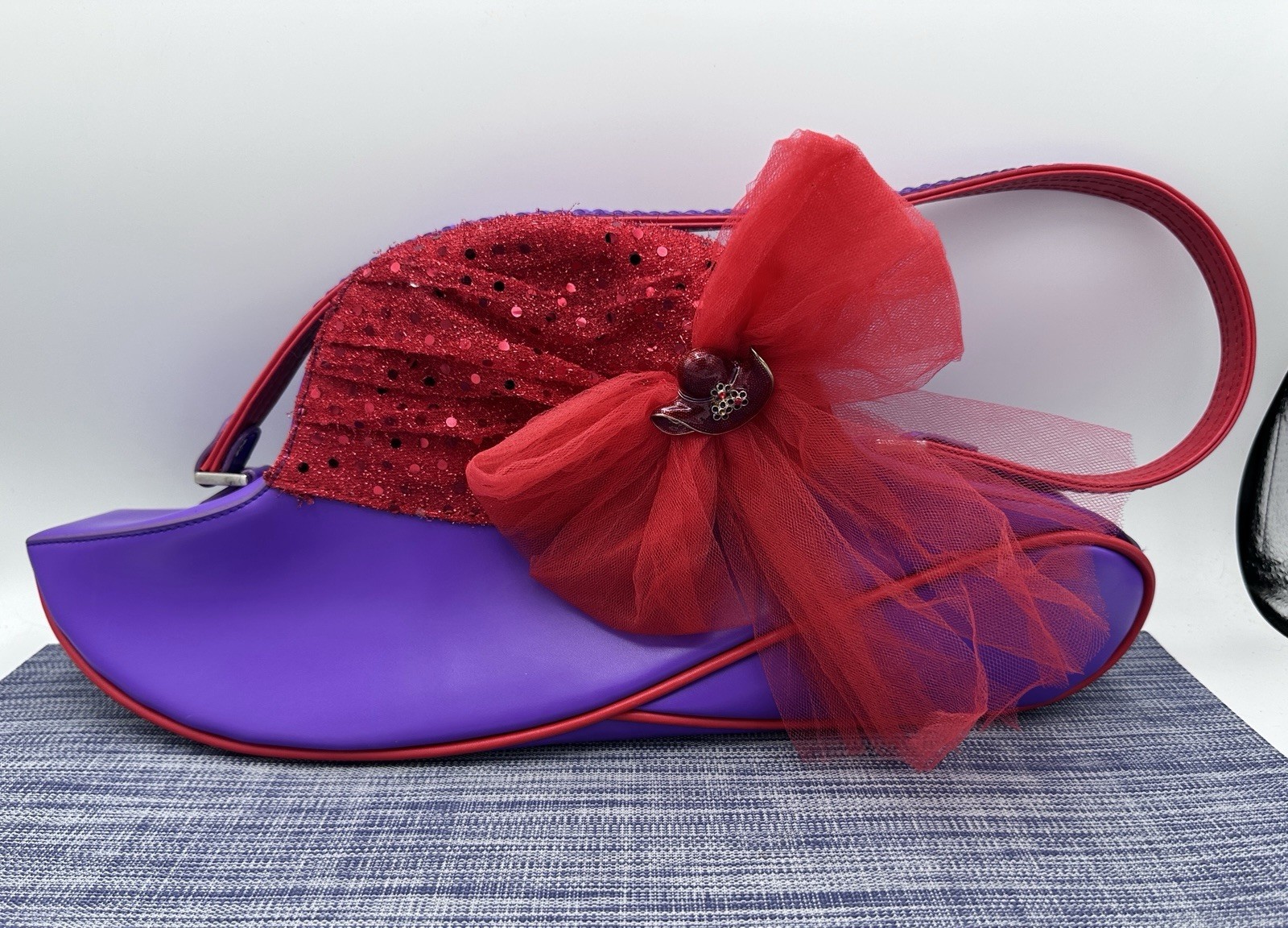 Red Hat Society Red Purple Shoulder Purse Sequin Bow Sandol Living Fashion Bag