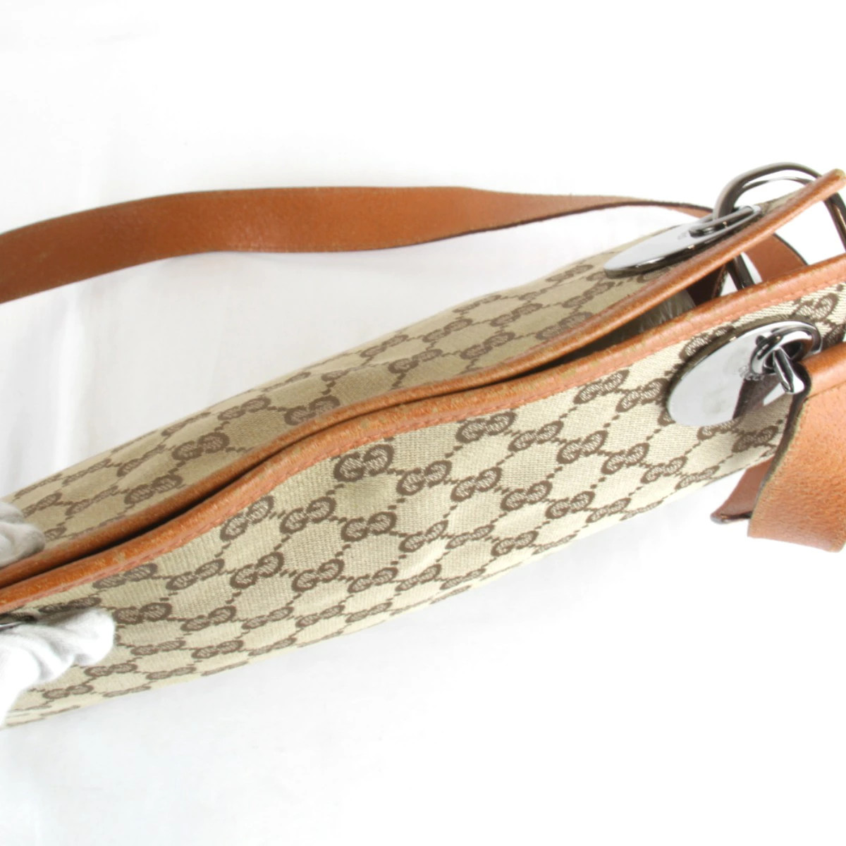 Gucci GG Canvas Shoulder Bag Orange W27.5cm H23cm D7cm 115cm Strap