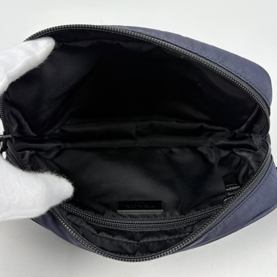Prada Logo Plate Nylon Navy Waist Bag 2VL001 #BS2259