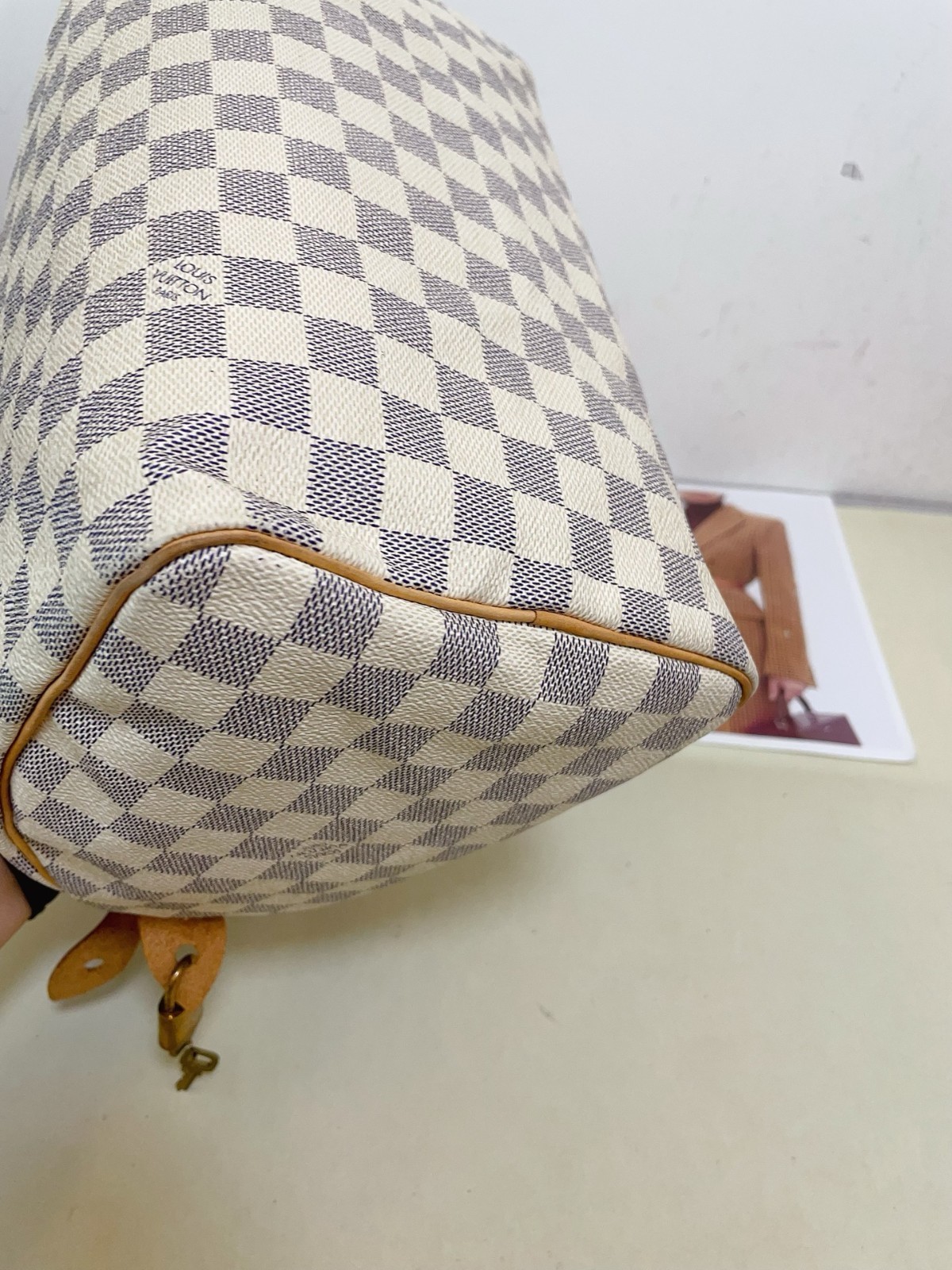 Louis Vuitton Speedy30 Damier Azur (white checkered) canvas