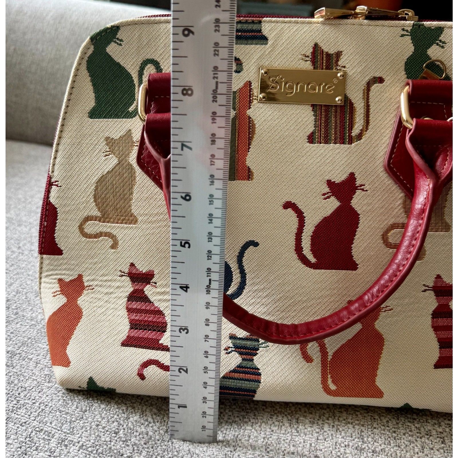Signare Cheeky Cat Tapestry Convertible Satchel Handbag- EUC!