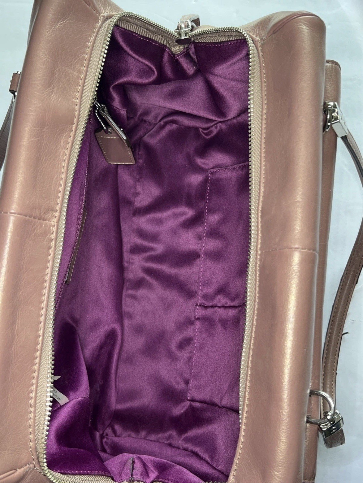COACH Madison Madeline Satchel Pink Rose Metallic Leather Shoulder Bag 25164 Y2K