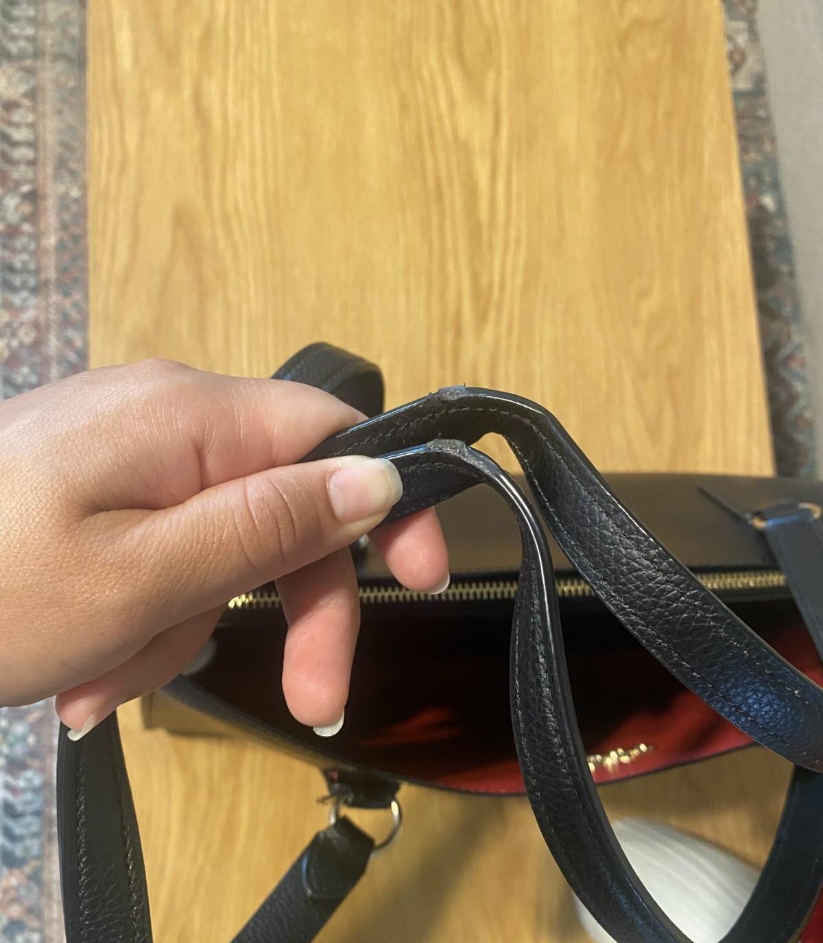 Coach Tatum Carryall 40 tote bag in black/true red. Used, in good condition.