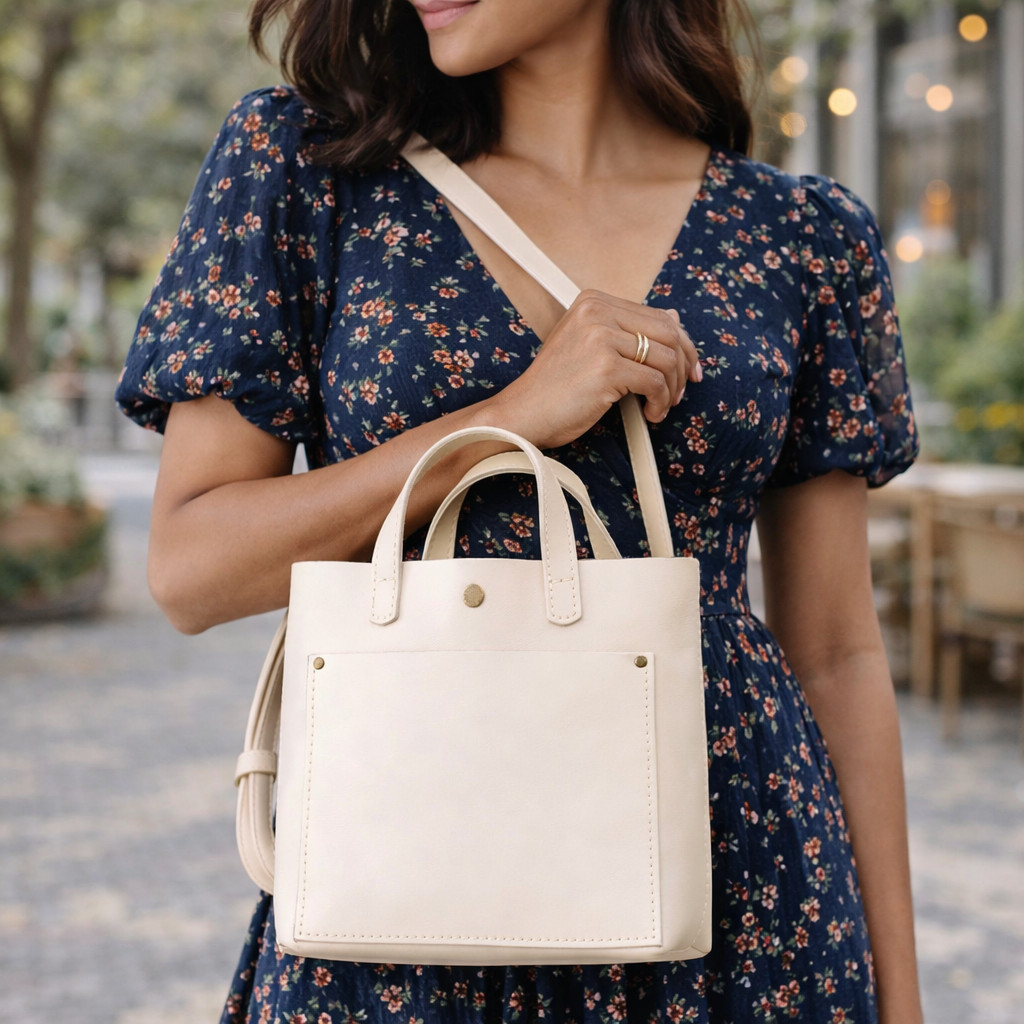 Premium Handmade Beige Leather Tote Bag Women’s Shoulder Handbag Apparel