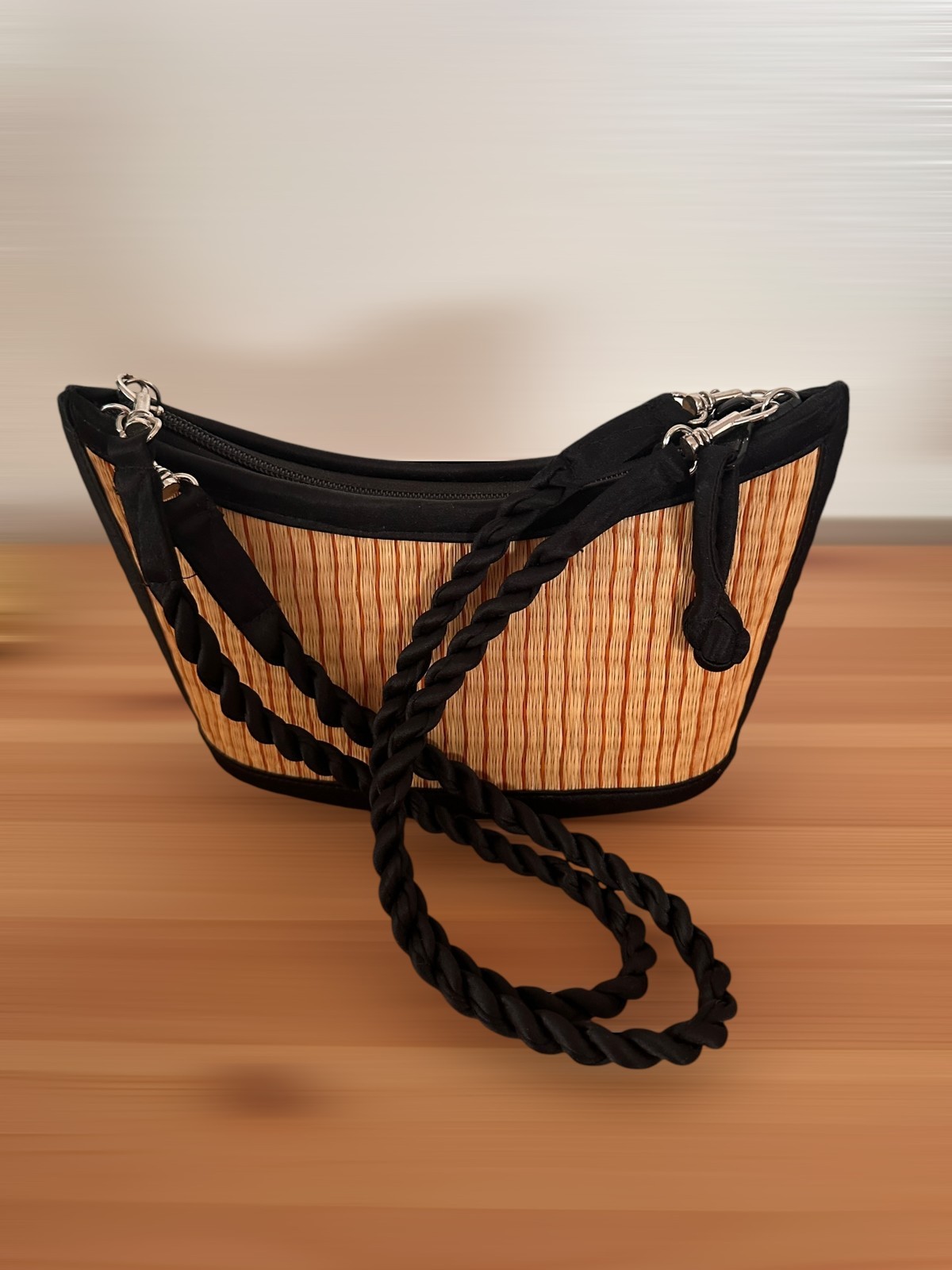Baskets of Cambodia Handmade Straw Weave Scoop Purse Shoulder Crossbody Bag