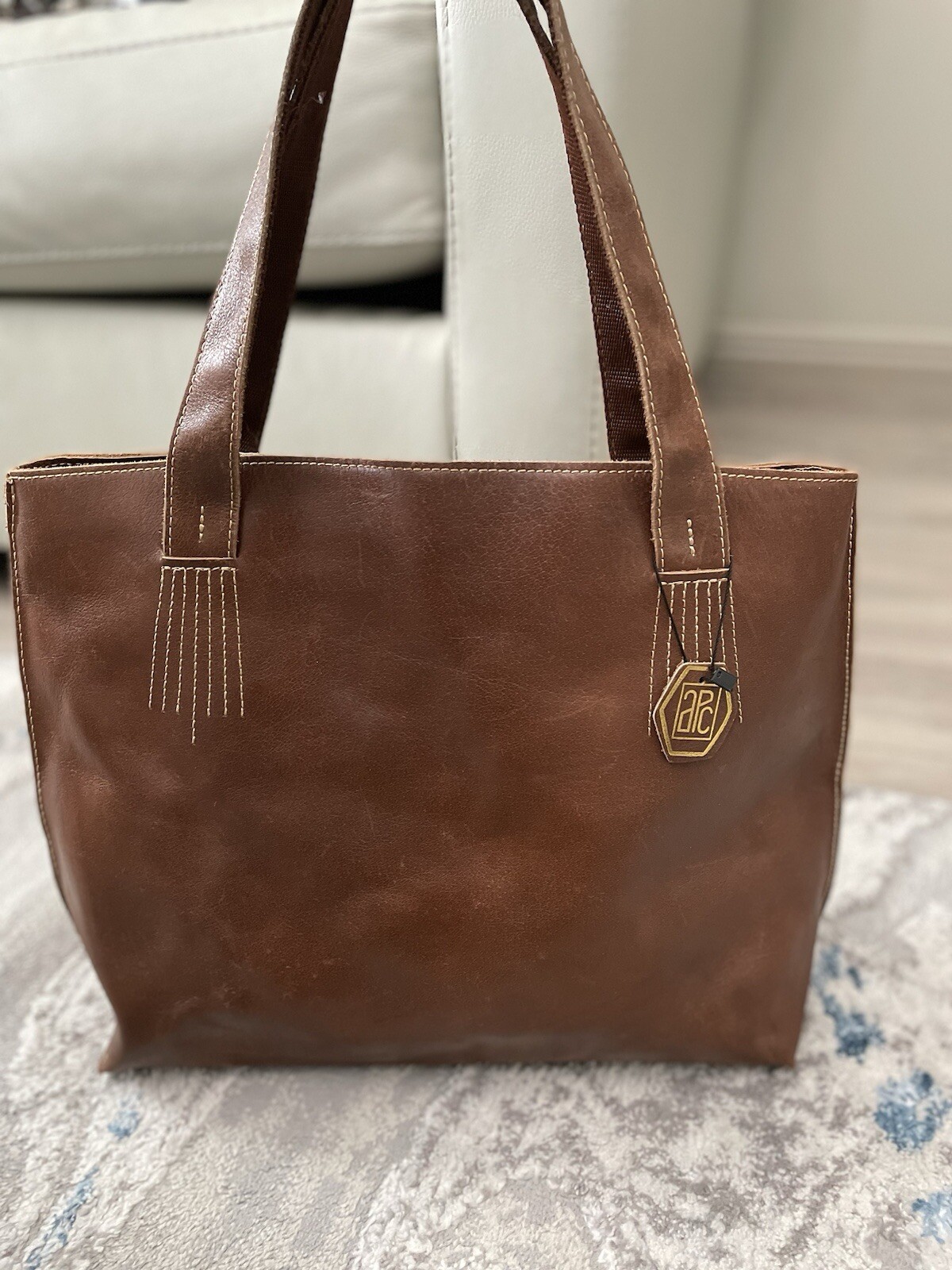 APC Leather Tote Bag Shoulder Bag Brown A.P.C Paris