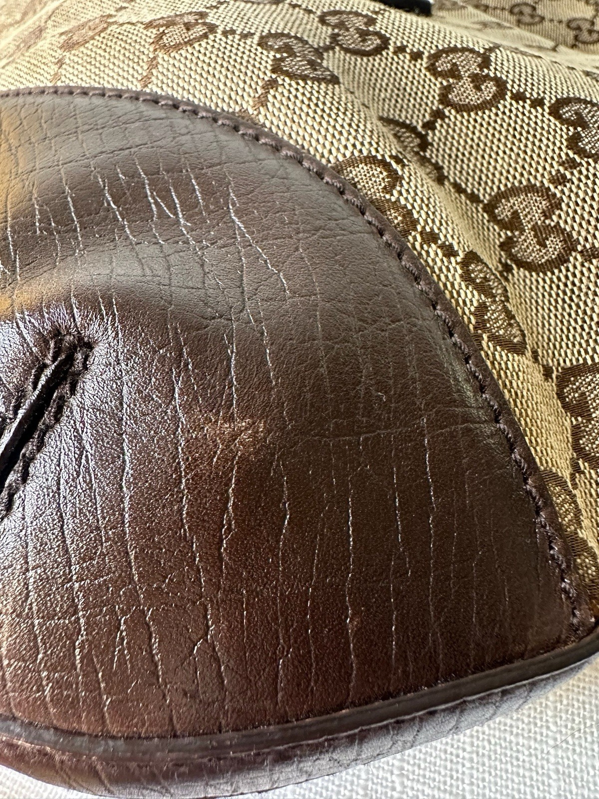 Gucci GG Canvas Horsebit Web Stripe Hobo Shoulder Bag Beige Brown Dust Bag