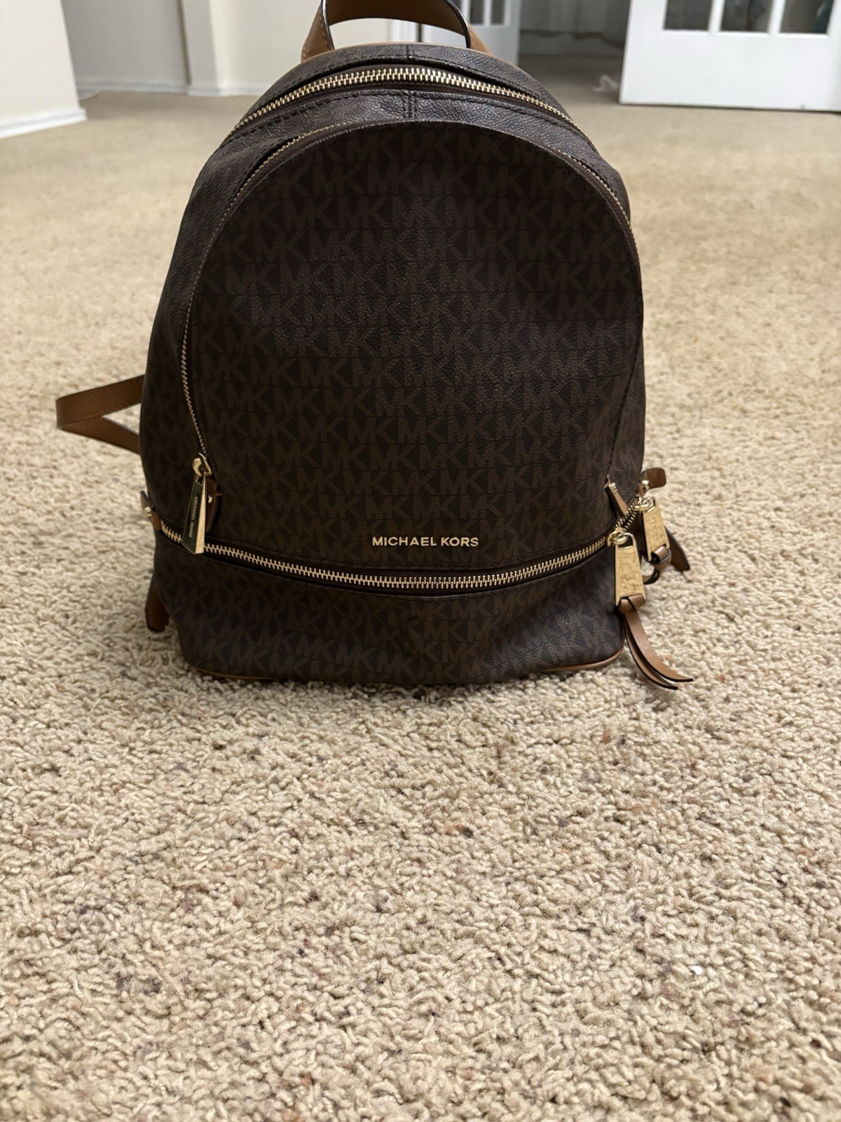 Michael Kors Rhea Medium Zip Backpack Chocolate Brown