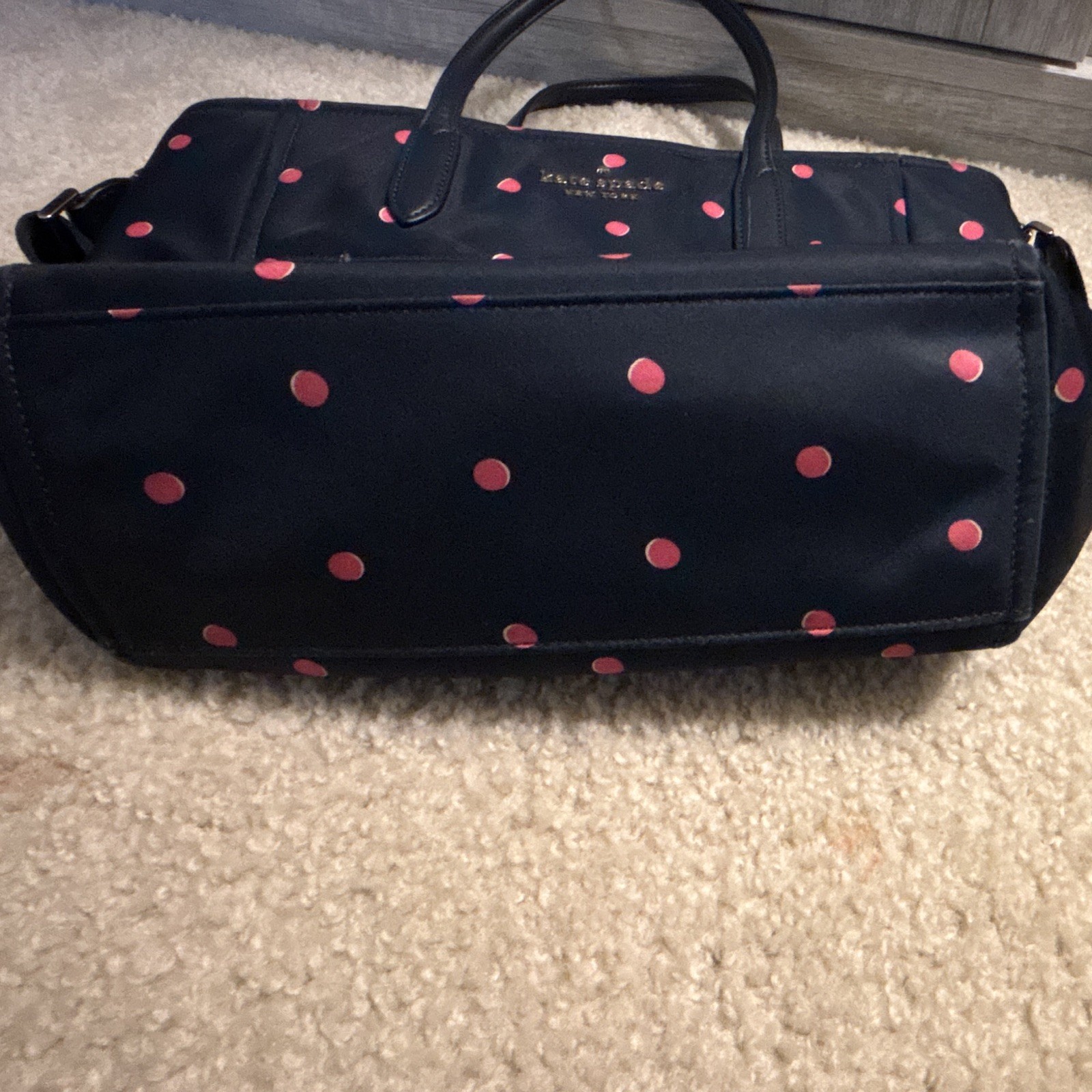 Kate Spade Navy with Pink Polka Dot Nylon bag.