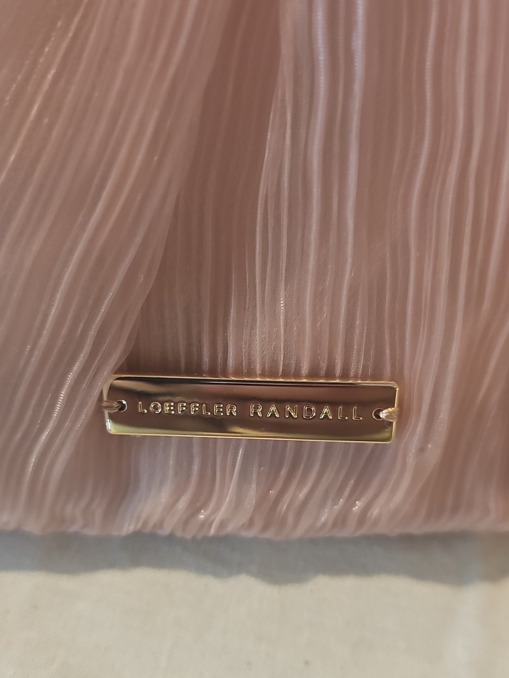 LOEFFLER RANDALL Rayne bow-embellished plissé-organza clutch NWT $250 (No Strap)