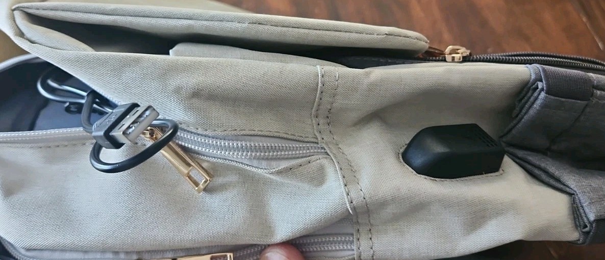 Lovevook Grey & Beige Canvas Fabric Laptop Backpack New With Tag