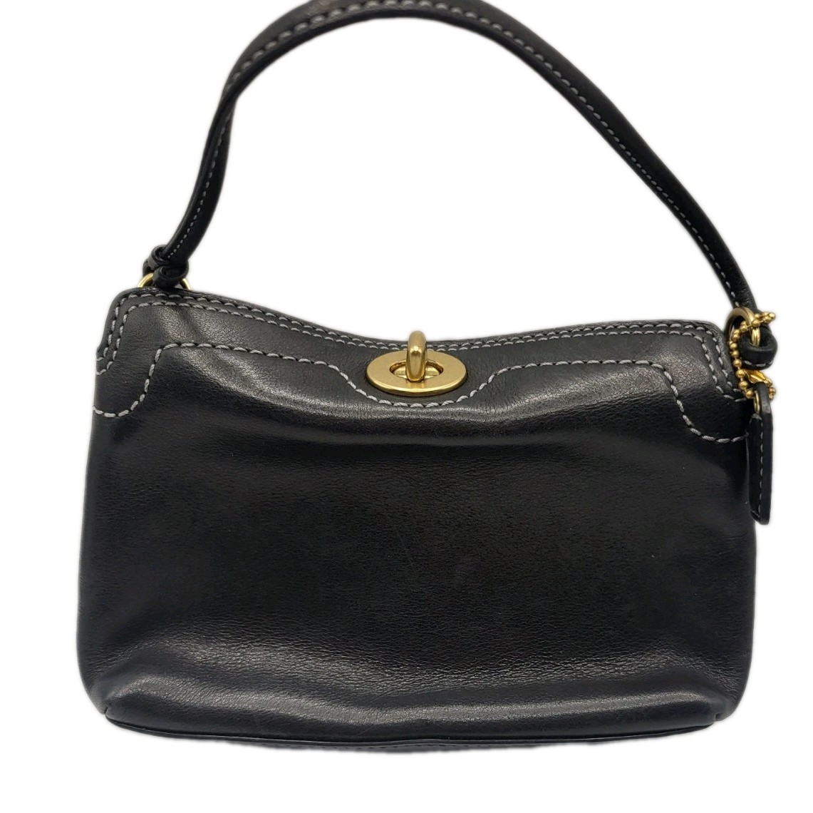 Vintage Y2K Black Leather COACH Mini Turnlock Wristlet/Small Shoulder Bag CLEAN