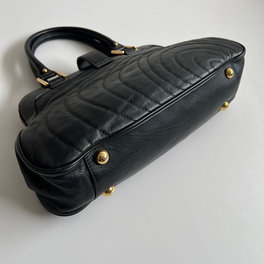Paul Smith Black Leather Quilted Tote Hand Bag Authentic Japan 061167