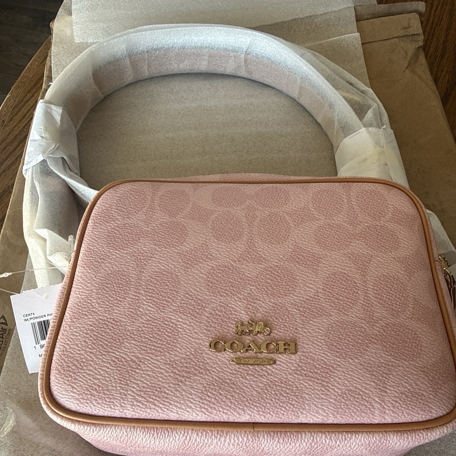 Coach Mini Carey Crossbody Bag Signature Leather Charms Powder Pink NWT CEK74