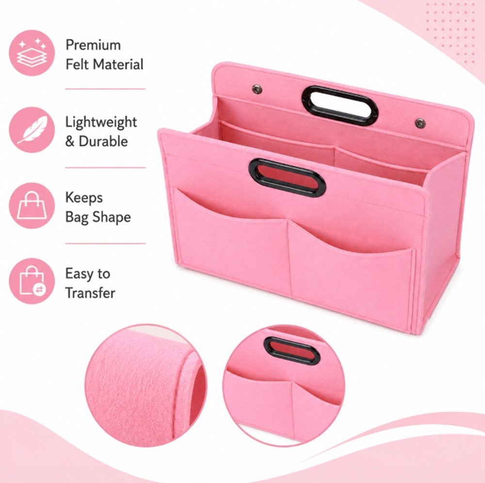 Felt Handbag Organizer Insert Multi Pocket Tote Purse Shaper Liner Bag Divider