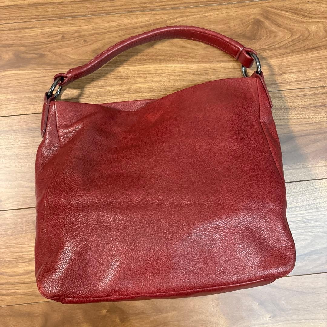 Tsuchiya Kaban Clarte Swing One Shoulder Bag Red Leather Auth