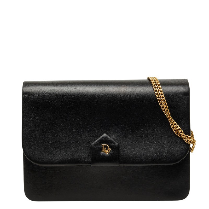 Dior Crossbody Chain Shoulder Bag Black Leather Women’s W19cm H13.5cm D2.5cm