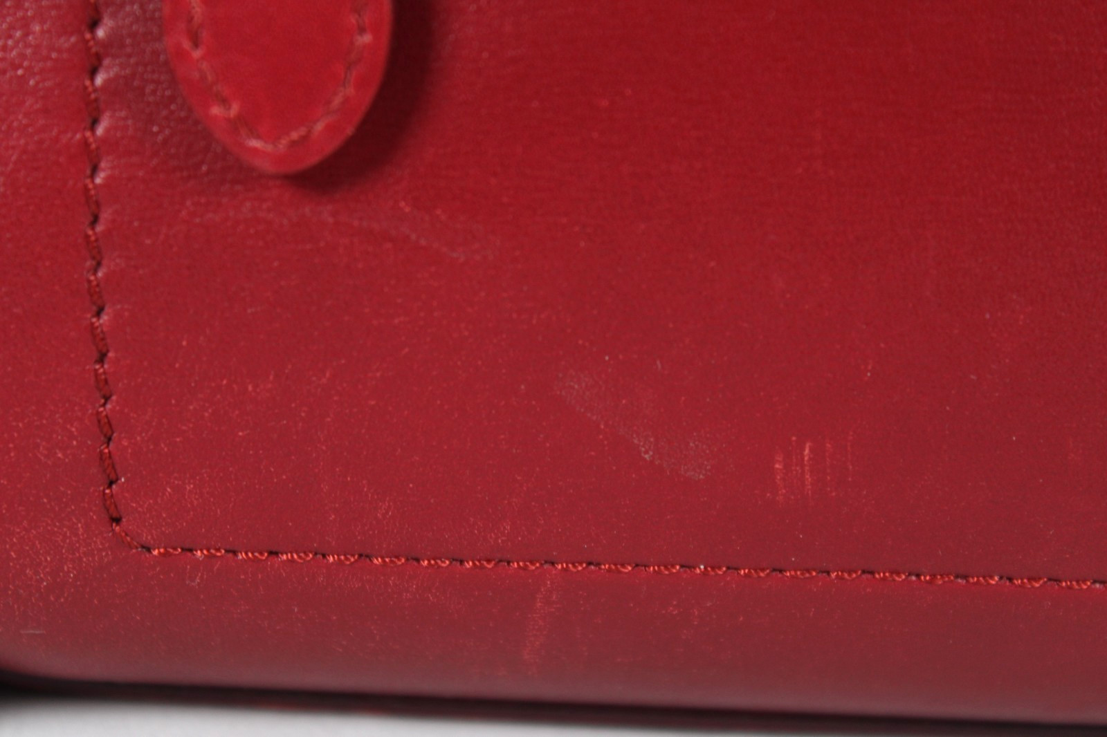 CELINE Carmine Red Leather Zip-Top MINI LUGGAGE Large Tote Bag