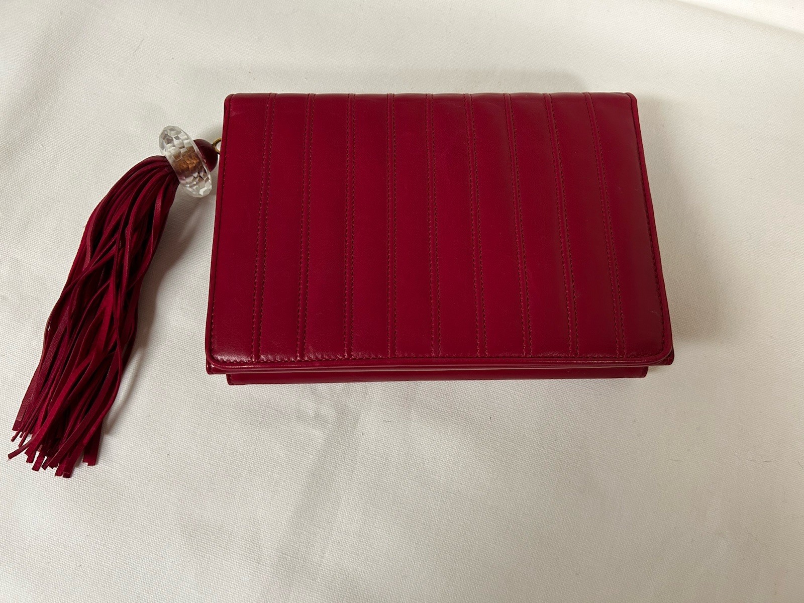 Daniel Swarovski Red Leather Small Clutch Crossbody Bag