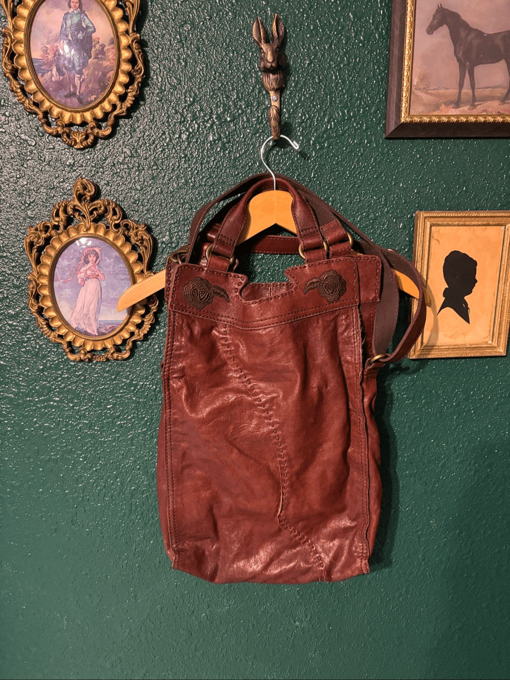 Lucky Brand Abbey Road Crossbody Messenger Bourbon Butter Soft Italian Leather