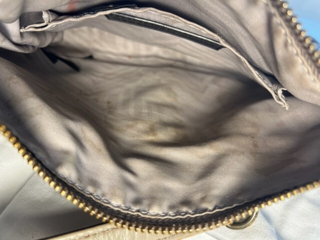 Rebecca Minkoff Gray Mini M.A.C. Leather Crossbody Bag Brass Chain Metal Accents