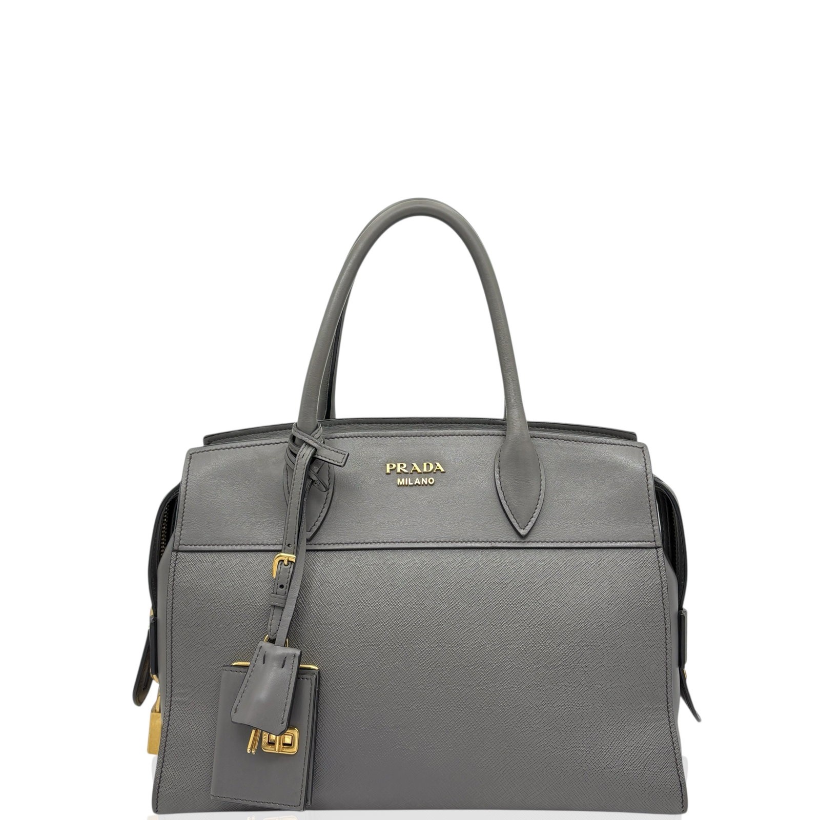 Prada Medium Esplanade Grey Saffiano Calfskin (jc1223m4)
