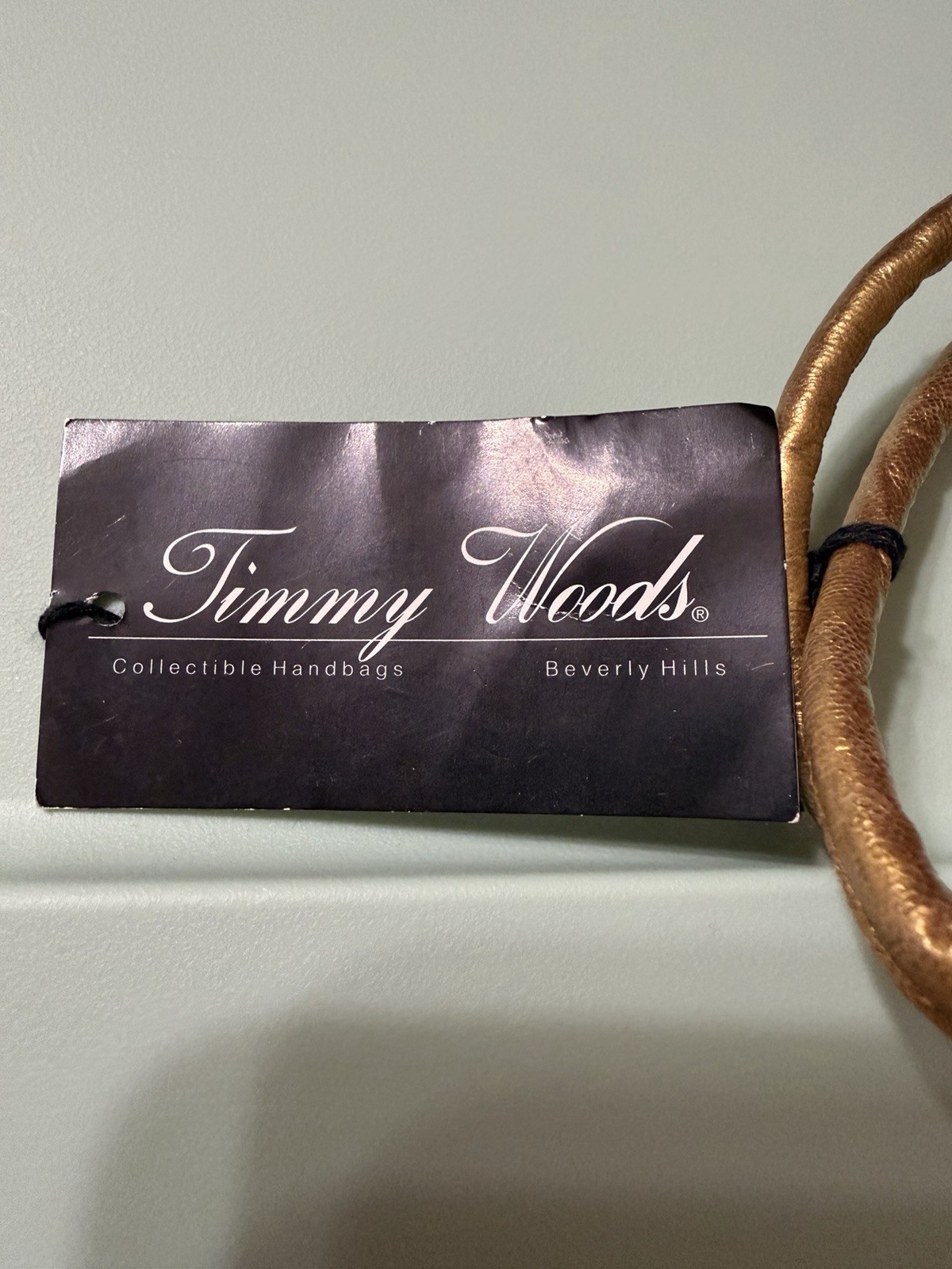 Timmy Woods Beverly Hills Carved Wood Folk Purse Santa Claus SIGNED With Stand