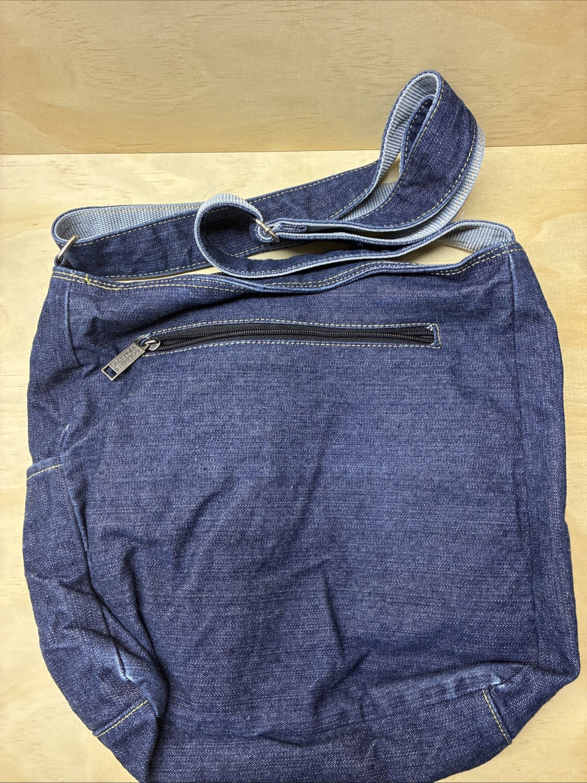 Eastpak Denim Messenger Bag Morocco Travel Photo Collage Flap Shoulder Bag