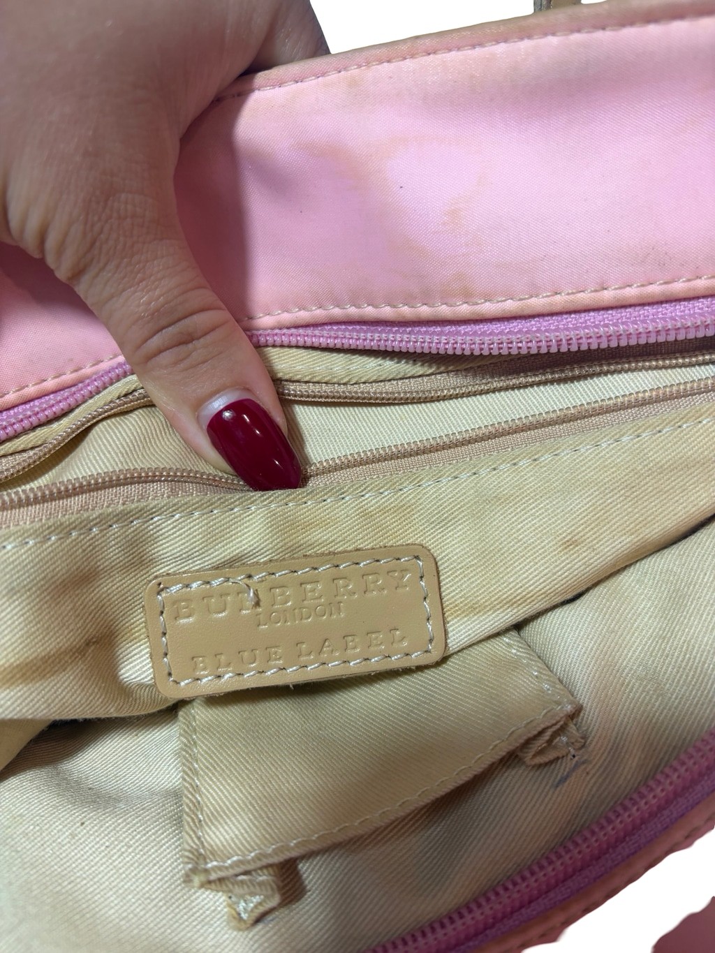 Burberry Blue Label Pink Nova Check Plaid Y2K Preppy Tote Handbag Flaw