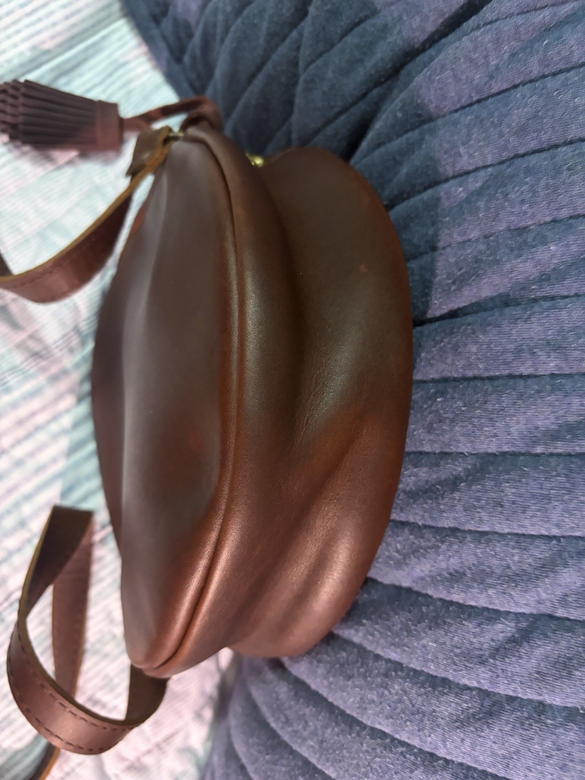 Portland Leather Goods Large Circle Crossbody Cognac