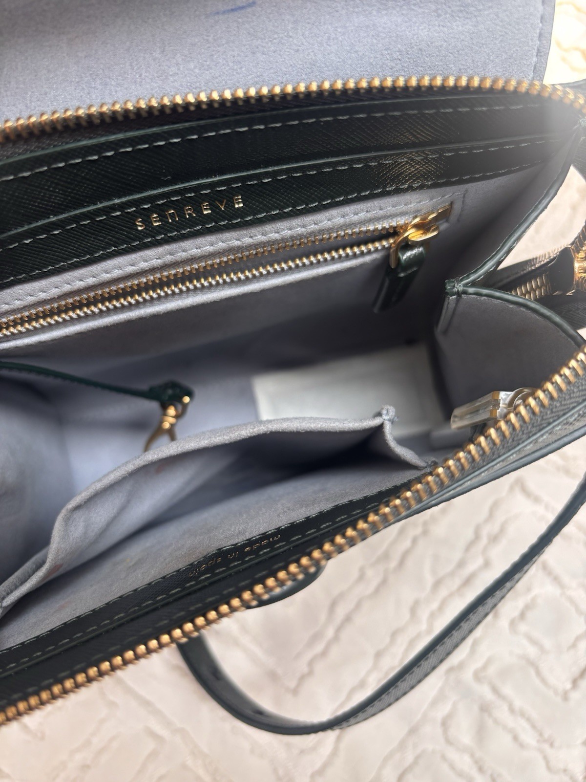Senreve Mini Alumna Bag Pebbled Forest Green