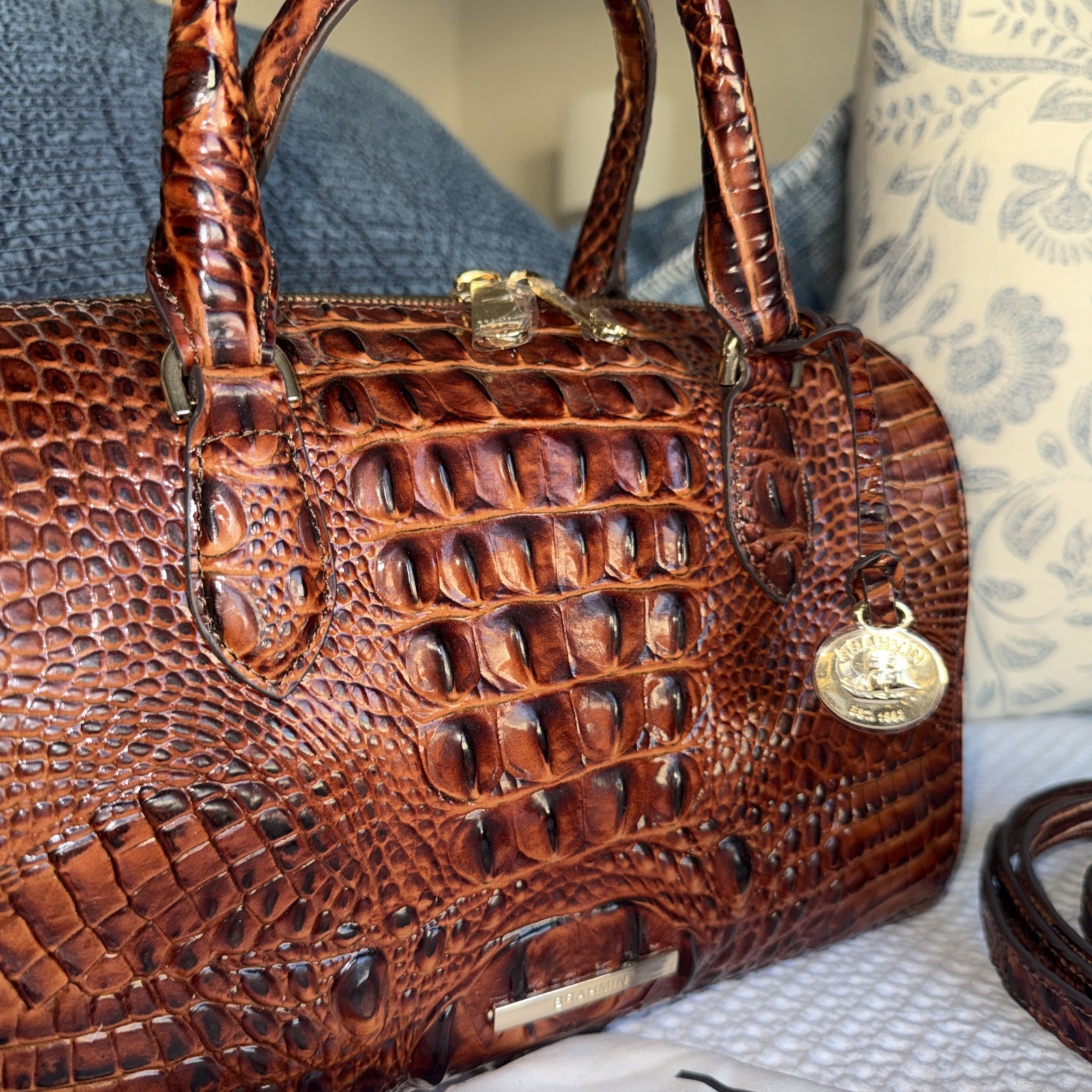 Brahmin Stacy Pecan Melbourne Satchel NWT w/ Dust Bag