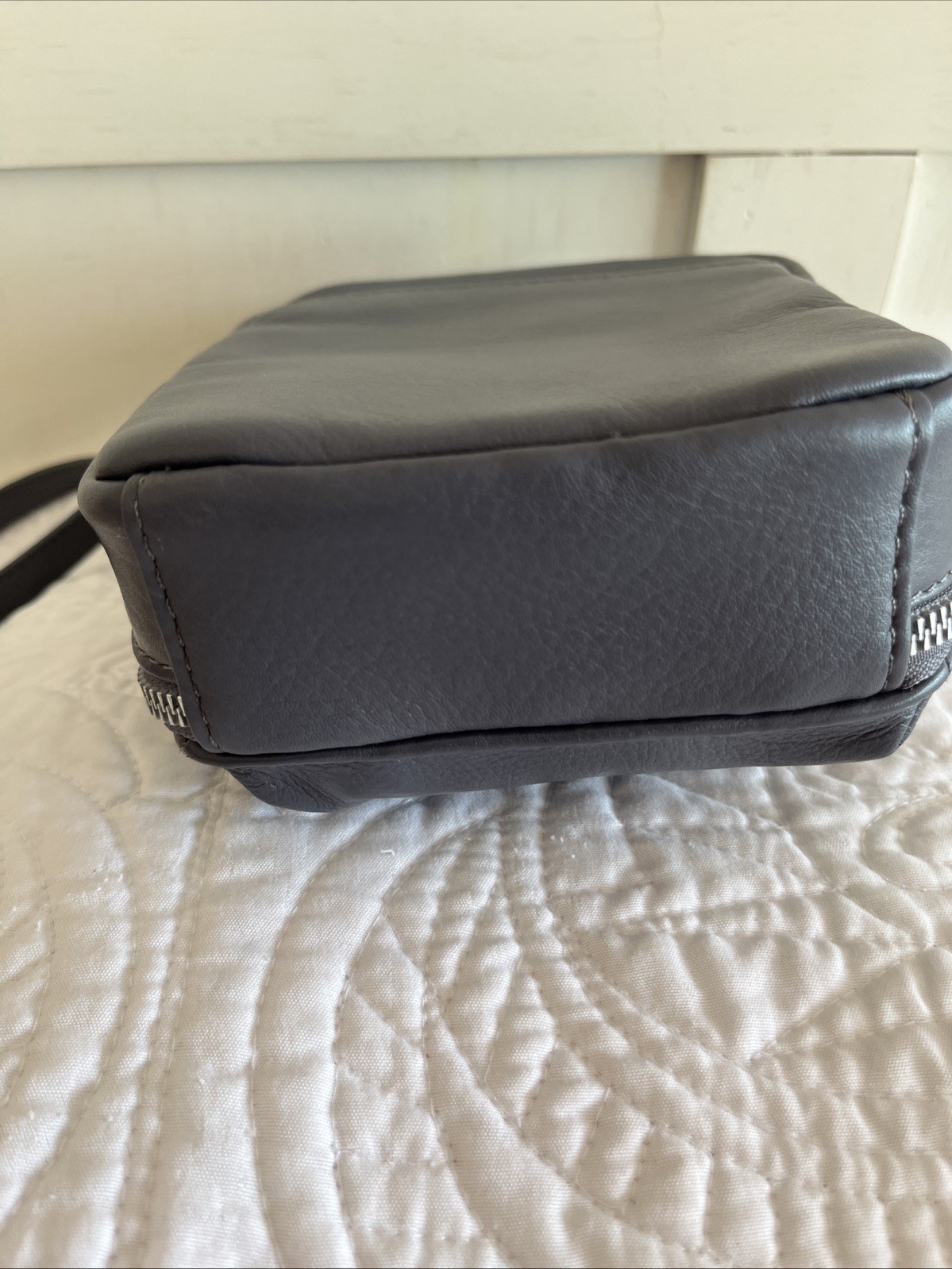American Leather Grey Mini-Crossbody Messenger With Top Handle NEW