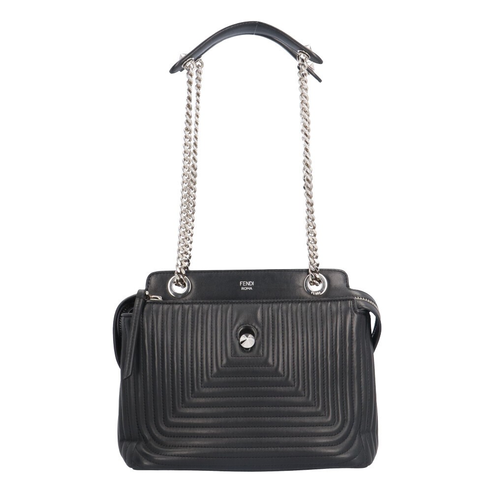 FENDI Small Dot Com Click Shoulder Bag Leather 8BN299 Black Women’s FENDI Used