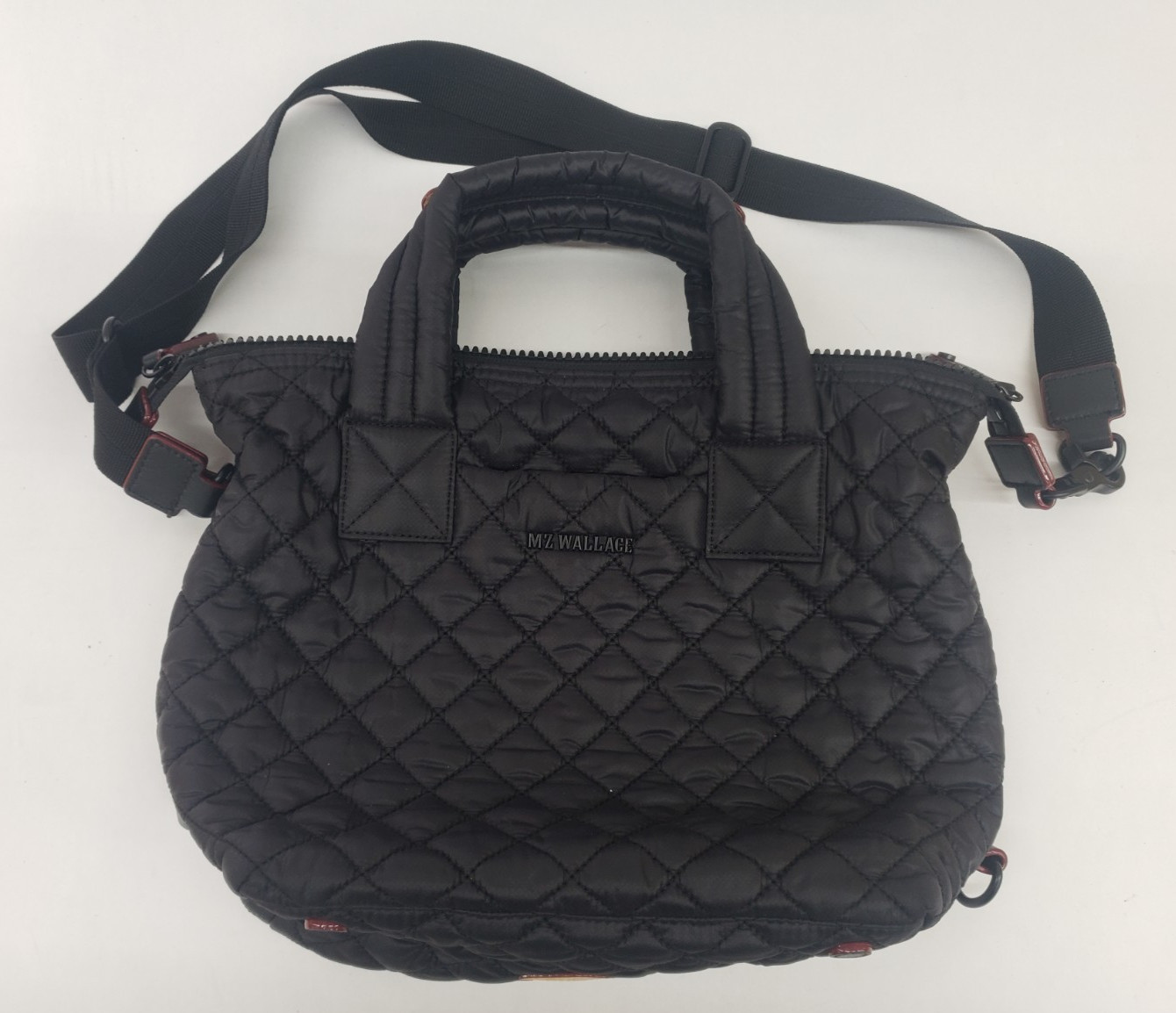 MZ Wallace Small Sutton Quilt Bag Purse Crossbody Black Travel Lightweight 8A3
