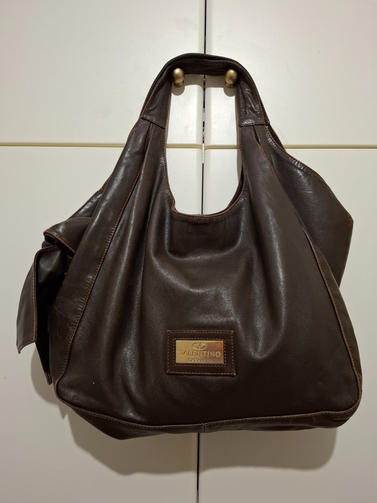 Vintage Valentino Garavani Hobo Brown Handbag with Bow