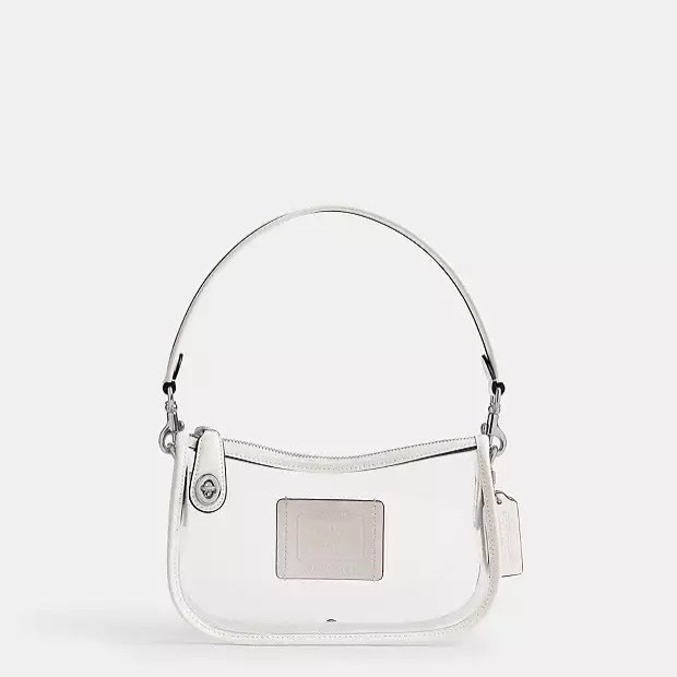 NWT Coach Stadium Swinger Bag Clear Coach with Dust Bag CBH13 Silver/Chalk