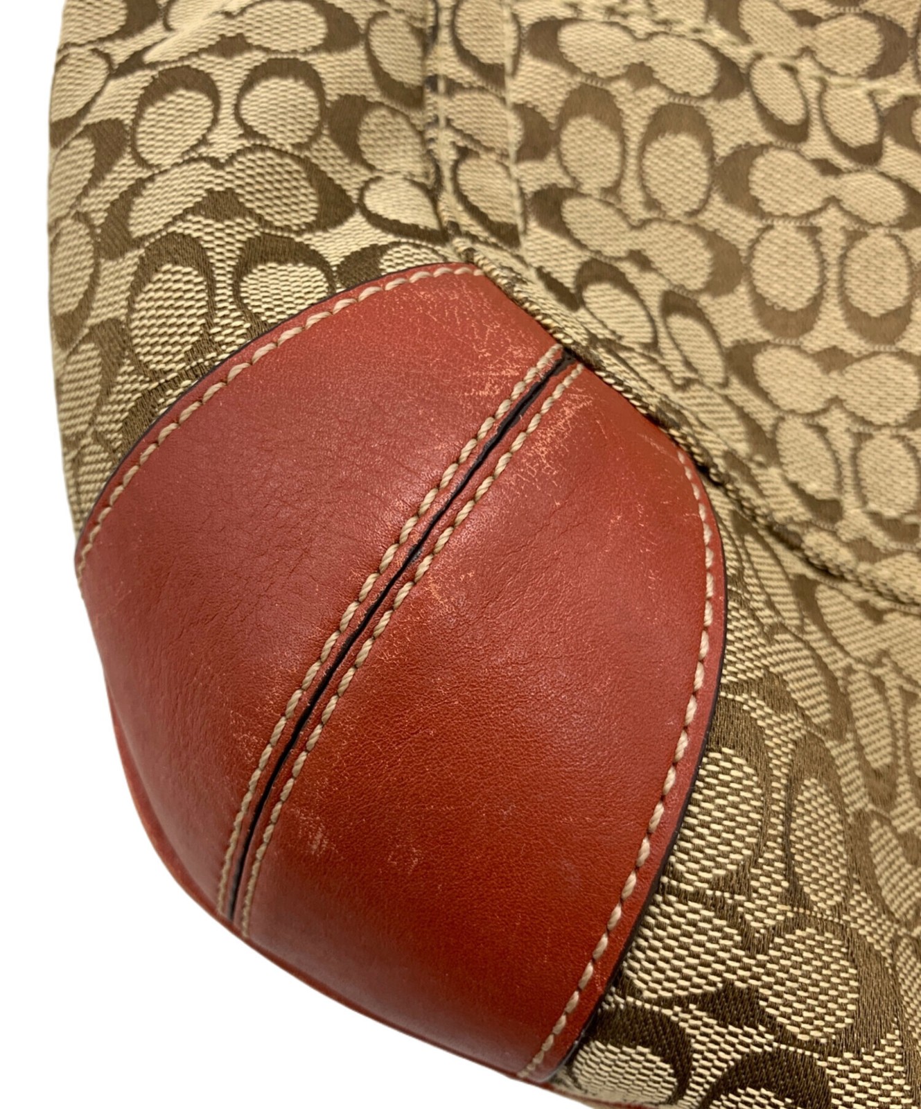 COACH 10772 Shoulder Bag Canvas Brown Red Womens Handbag Purse Monogram