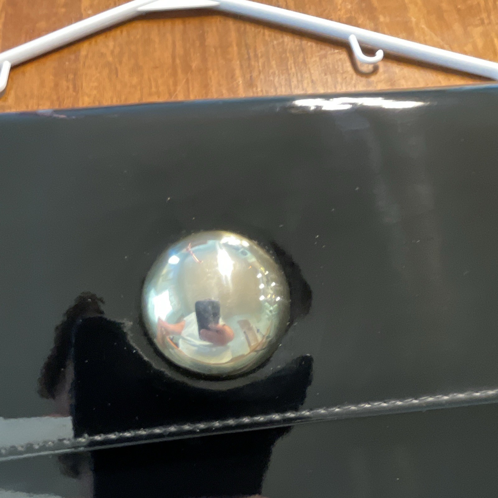 Giant Black Patent Envelope Clutch Purse Snap Gold Button Accent Drag Queen
