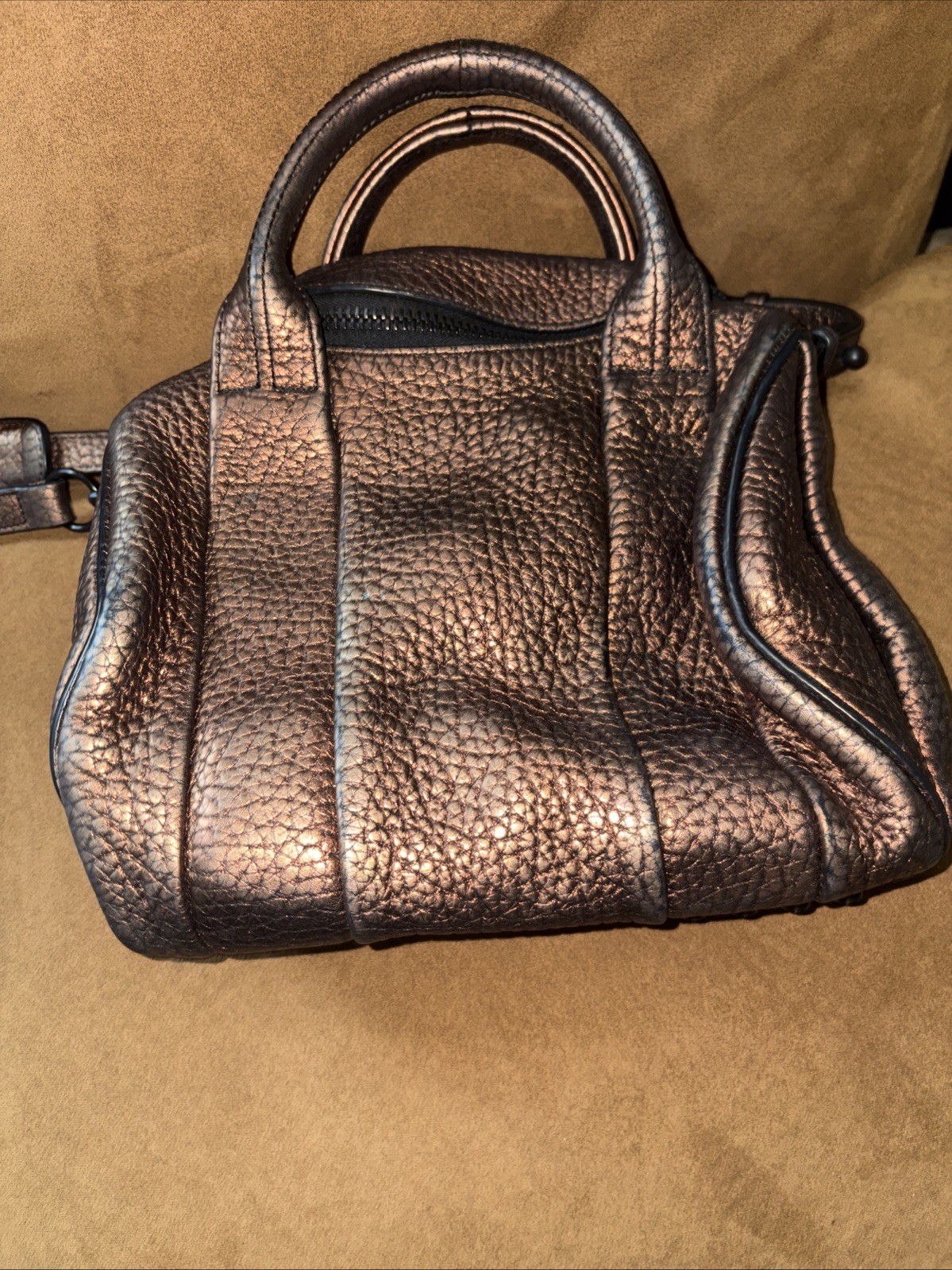 Alexander Wang Metallic Bronze Pebbled Leather Mini Rockie Bag