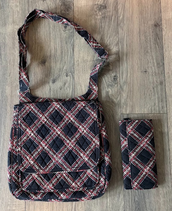 Vera Bradley Crossbody Purse & Wallet Set Pattern Minsk Plaid