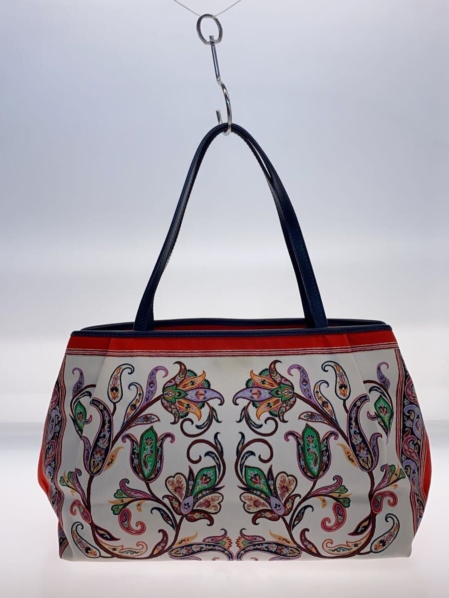 ETRO Tote Bag Cotton Multicolor All-Over Pattern Used Snap Button 14cm Depth