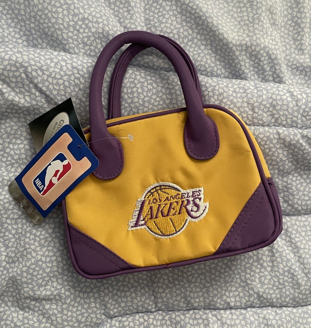Vintage Los Angeles LA Lakers NBA Logo Mini Bag RARE Nylon Y2K Yellow Purple NEW