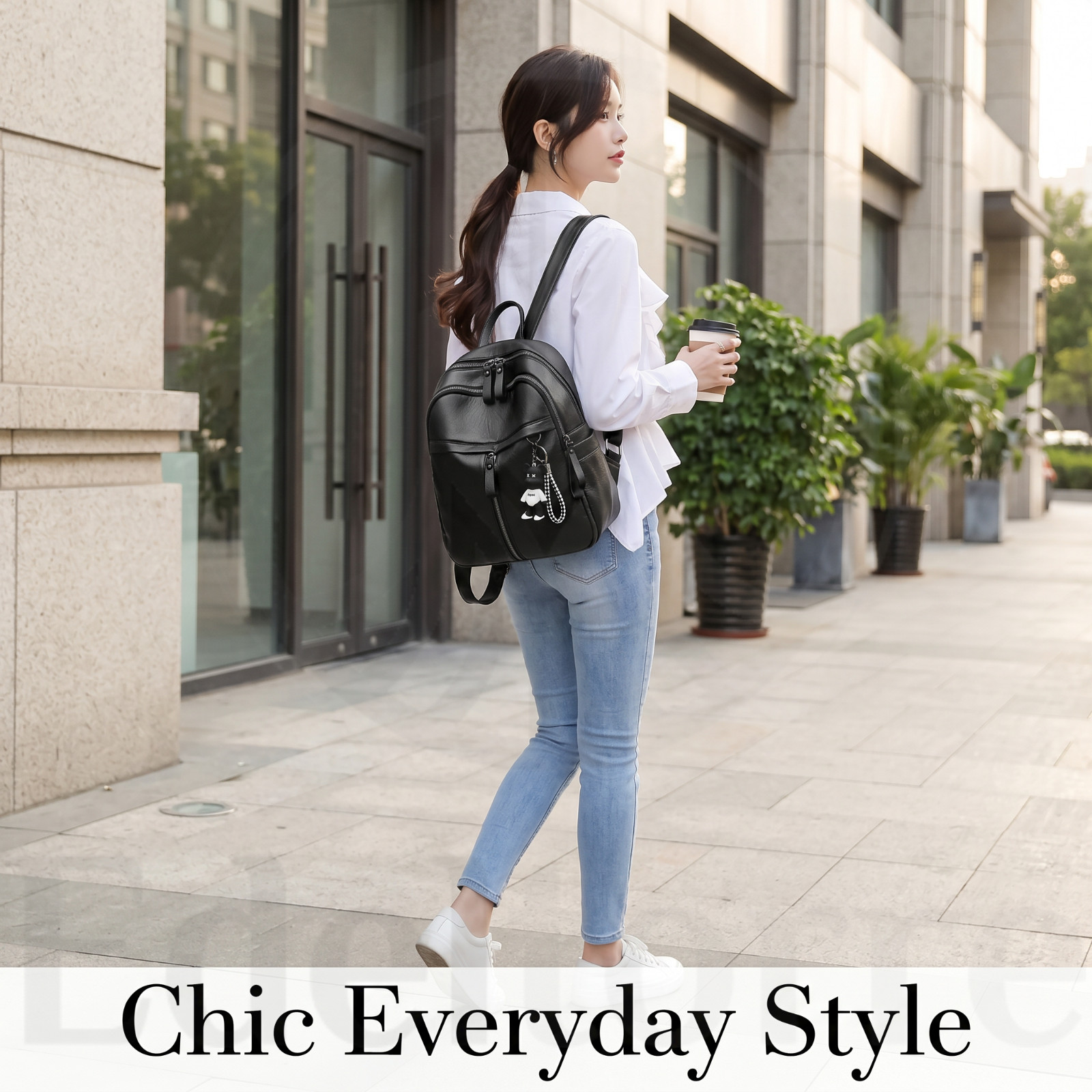 2 Pack Luxury Women’s Leather Backpack Waterproof Black PU Rucksack Daypack Bag