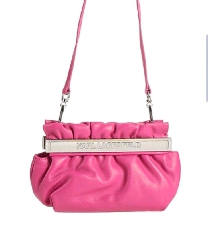 Rose Pink Karl Lagerfeld Paris Lambskin Mini Bag Clutch Cloud 8x4x4