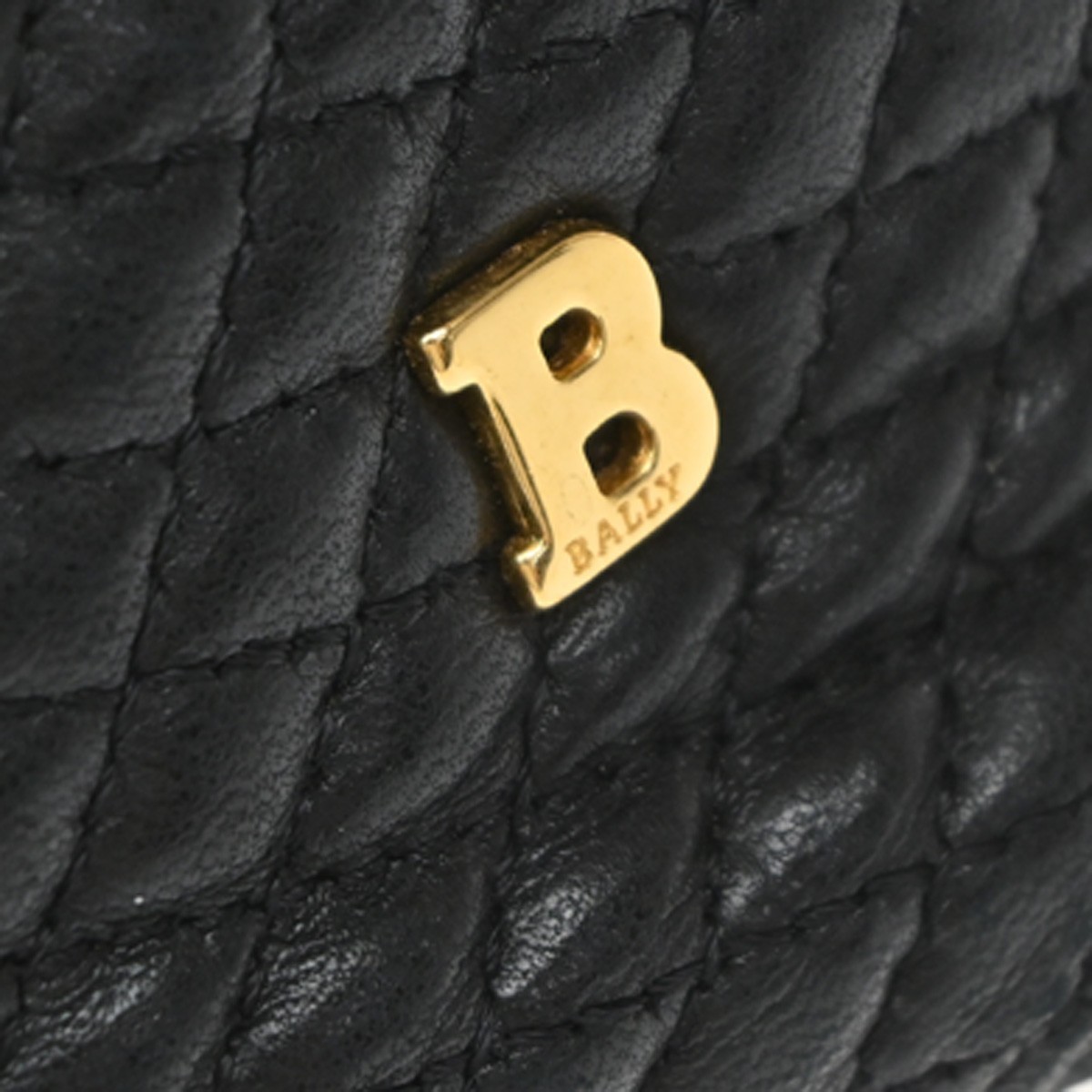 BALLY Logo Chain Tassel Shoulder Hand Bag Quilted Leather Black GHW 01KD513